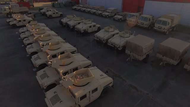 Flyover Military Depot Humvees