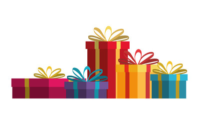 set gifts boxes presents icon vector illustration design