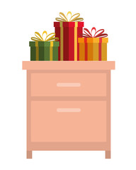 drawer with gifts boxes presents icon vector illustration design