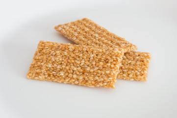 Bars of sesame seed candy.