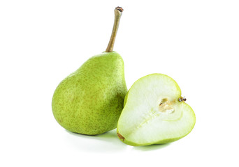 fresh pears half isolated on white background