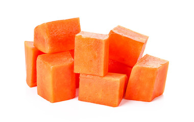 Sweet papaya fruit on white background