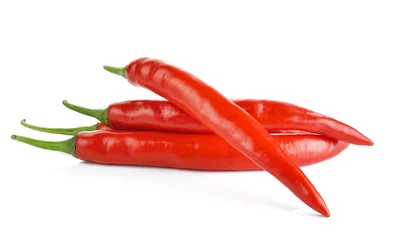 Fotobehang Red chili pepper isolated on a white background © nakornchaiyajina