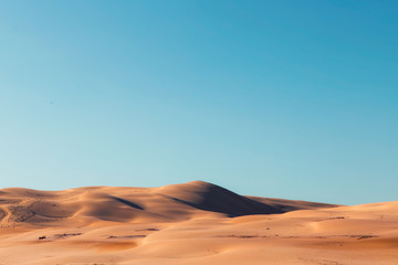 A vast desert view with clear blue sky during the day. - Powered by Adobe