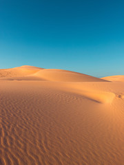 Fototapeta na wymiar Empty desert view with clear blue sky.