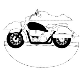 retro motorcycle classic in the road scene vector illustration design