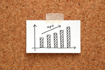 ビジネス　アップしている棒グラフ　手書き