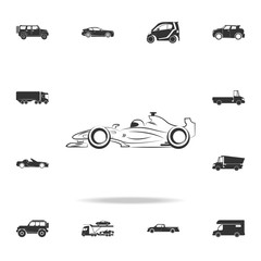 bolide race car logo icon. Detailed set of transport icons. Premium quality graphic design. One of the collection icons for websites, web design, mobile app