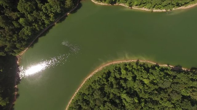 Rotating Birds Eye View Scenic River Canyon 003