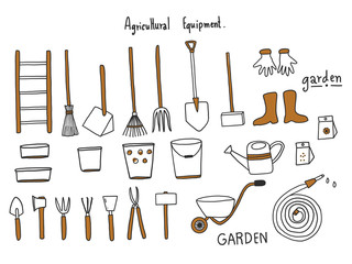 agriculture doodle set.