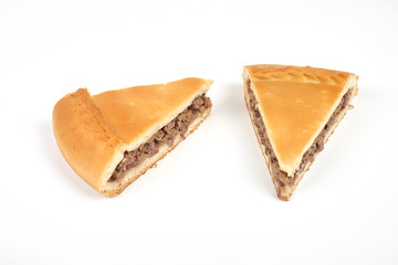 meat pie with a beef, isolated on white background