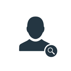 Profile icon with research sign. Profile icon and explore, find, inspect symbol