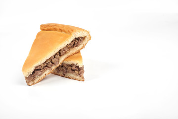 meat pie with a beef, isolated on white background