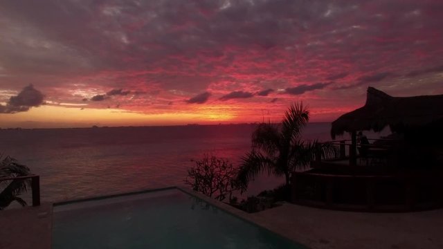 Aerial Mexico Sunset Swimming Pool 01 Boom Up