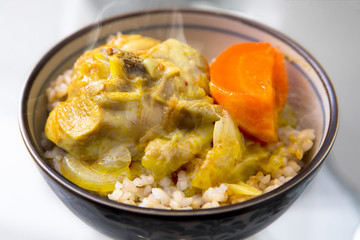 Delicious Japanese style curry with carrot potato onion chicken, delicious health