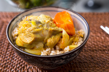 Delicious Japanese style curry with carrot potato onion chicken, delicious health