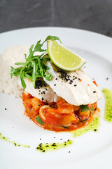 vegetables with white fish