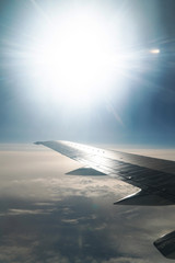 Fototapeta premium Wing aircraft on the sky