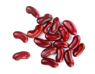 red kidney bean isolated on white background. Top view. Flat lay