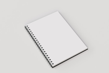 Opend notebook spiral bound on white background - 196119443