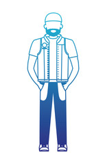 rough motorcyclist avatar character vector illustration design