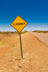 yellow floodway sign