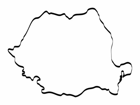 Romania map outline graphic freehand drawing on white background. Vector illustration.