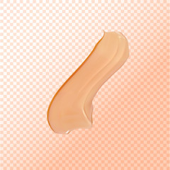 Foundation smear texture, close up tone cream on transparert background for cosmetic use in 3d illustration