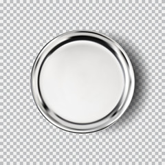 Metal chrome steel plate isolated on transparent background