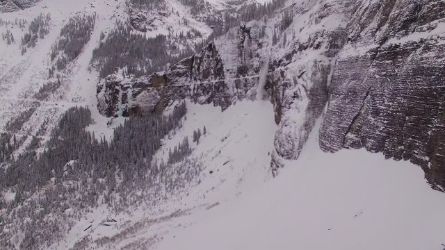 Distant Avalanche And Huge Snowy Mountains In Telluride Colorado