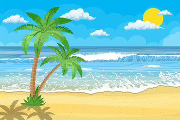 Obraz premium Summer beach with a sun,