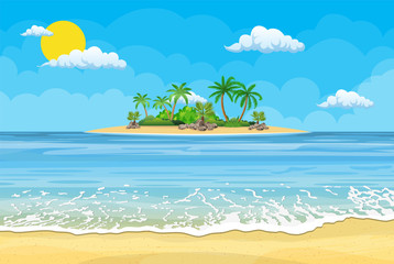 Obraz premium Summer beach with a sun,