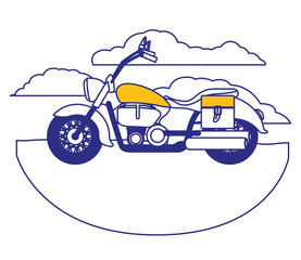 Fototapeta premium retro motorcycle classic in the road scene vector illustration design