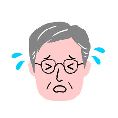 シニア男性　顔　表情