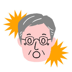 シニア男性　顔　表情