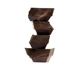 Stack chocolate on a white background