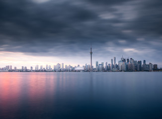 Fototapeta na wymiar Modern buildings in Toronto city skyline at night, Ontario, canada