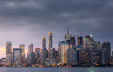 Modern buildings in Toronto city skyline at night, Ontario, canada