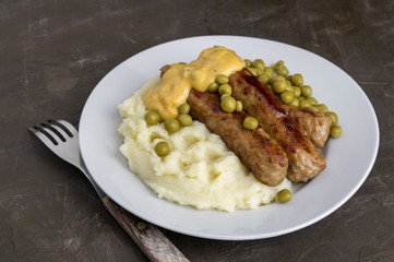 Bangers And Mash. Traditional British Dishes.