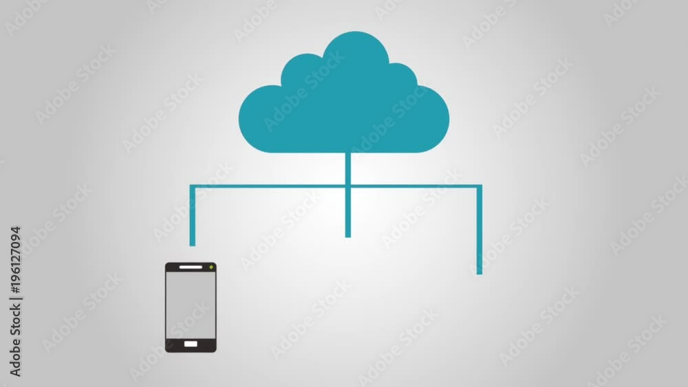 Poster cloud computing from electronic devices high definition animation colorful scenes