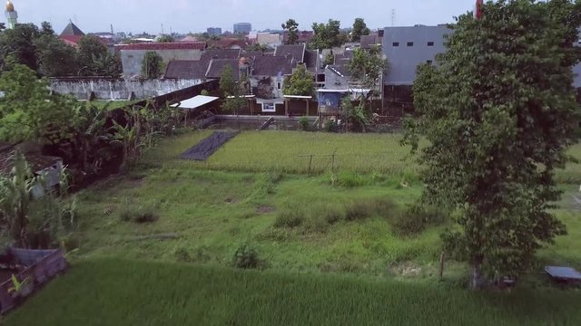 Aerial footage of traditional Indonesia country side