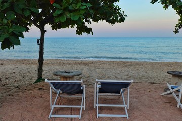 Chair on the beach sunset nature 