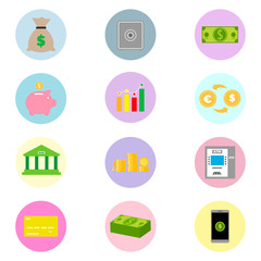 Set of colored icons Bank