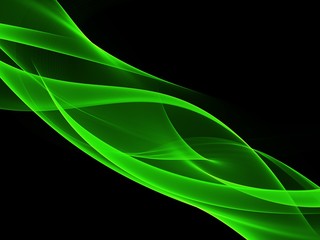      Abstract Background With Green Line Wave On Black 