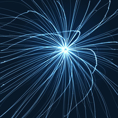 Fototapeta premium Abstract science or technology background. Array with dynamic particles. Vector illustration.