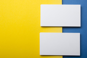 Business cards Mockup on color background. Flat Lay. copy space for text