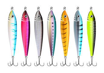 Fototapeta premium Fishing lures set realistic hooks collection 1
