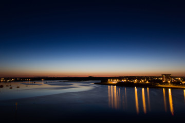 Estuary River Sea Sunset into Night Reflection