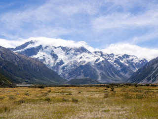 Mountainous Glacial Landscape Mt Cook New Zealand