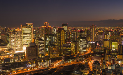 Fototapeta na wymiar Osaka night skyline